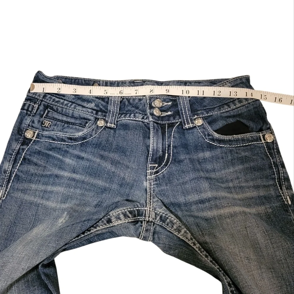 Miss Me Boot Cut Jeans Embellished Bedazzled Sparkle Diamond Crosses JP5046-4 - Picture 7 of 12